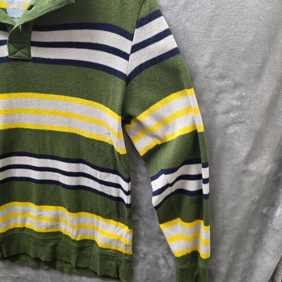 Old Navy Boys Striped Sweater XL 14/16 Green Yellow‎ Navy Cotton Pullover - Picture 3 of 11
